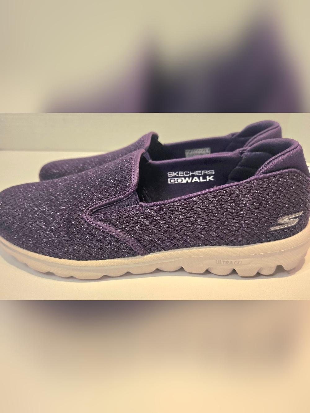 Skechers Go Walk Goga Mat Slip-On Sneakers in Deep Sparkly Purple - Picture 5 of 7